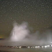 Nighttime At Great Fountain Geyser Poster