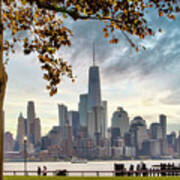 Nj, Views Of Lower Manhattan From Hoboken Waterfront, Pier A Poster