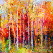 Oil Painting Landscape Colorful Autumn Poster