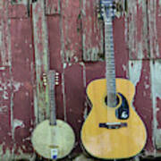 Old Barn - Guitar And Banjo Poster