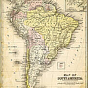 Old Map Of South America Poster