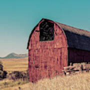 Old Red Barn Sedan Montana Poster