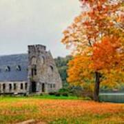Old Stone Church In Fall Poster