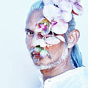 Older Man With Flowers Poster