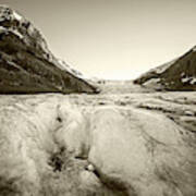 On Athabasca Glacier At Glacier National Park Columbia-shuswap A, Bc, Canada Icy Sepia Poster