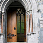 Open Door At The Gothic Church At Poster