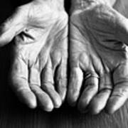 Open Hands Of An Older Person Resting Poster