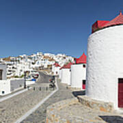 Panorama Of Greek Island Hilltop Chora Poster