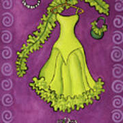Paris Gowns Lime Green Ruffled Poster