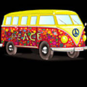 Peace And Love Hippy Van Poster