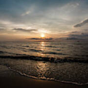 Peach Sunset At The Beach Poster