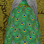 Peacock In Tree, Raw Umber, Tall Poster