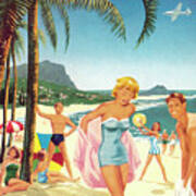 People At The Beach Poster