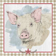 Pig Portrait-farm Animals Poster