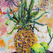 Pineapple Limes Hibiscus Palette Knife Oil Painting Poster