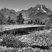 Pink Peaks Over Spread Creek Black Ans White Poster