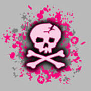 Pink Skull Splatter Graphic Poster