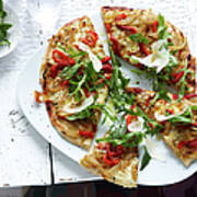 Plate Of Sliced Wholemeal Pizza With Poster