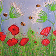 Poppies And Bees Poster