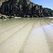 Porthcurno Beach At Low Tide Poster