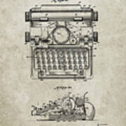 Pp1029-sandstone School Typewriter Patent Poster Poster