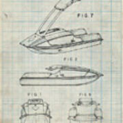 Pp1076-antique Grid Parchment Suzuki Jet Ski Patent Poster Poster