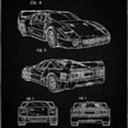 Pp108-vintage Black Ferrari 1990 F40 Patent Poster Poster