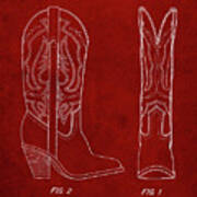 Pp1098-burgundy Texas Boot Company 1983 Cowboy Boots Patent Poster Poster