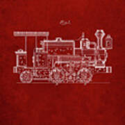 Pp122- Burgundy Steam Locomotive 1886 Patent Poster Poster