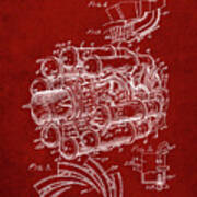 Pp14-burgundy Jet Engine Patent Poster Poster