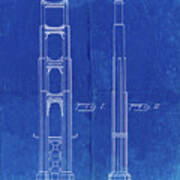 Pp321-faded Blueprint Golden Gate Bridge Main Tower Patent Poster Poster