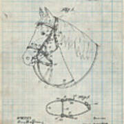 Pp338-antique Grid Parchment Bridle And Halter Patent Poster Poster