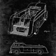 Pp462-black Grunge Firetruck 1939 Two Image Patent Poster Poster