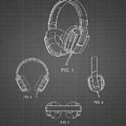 Pp550-black Grid Headphones Patent Poster Poster