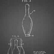 Pp641-black Grid Bowling Pin 1967 Patent Poster Poster
