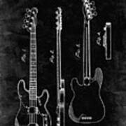 Pp8-black Grunge Fender Precision Bass Guitar Patent Poster Poster