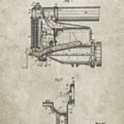 Pp960-sandstone Model T Engine And Radiator Assembly Poster