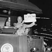 President Harry Truman Holding Poster
