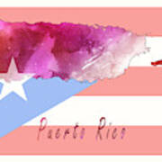 Puerto Rico Watercolor Map Style 1 Poster