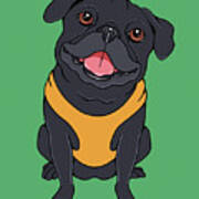 Pug Black Poster