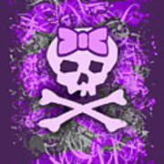 Purple Girly Skull Graphic Poster