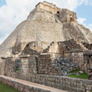 Pyramid Of The Magician In Ancient Maya City Uxmal, Yucatan, Mexico Poster