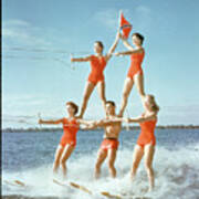 Pyramid Of Water Skiers Poster