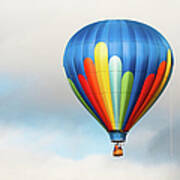 Rainbow Colored Hot Air Balloon Poster