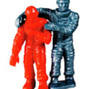 Red And Grey Astronauts Poster