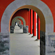 Red Arches Inside The Forbidden City, Beijing, China Poster