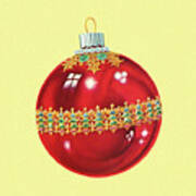 Red Christmas Ornaments Poster