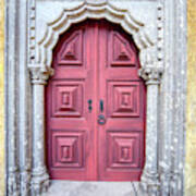 Red Medieval Door Poster