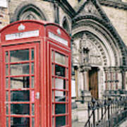 Red Phone Box At York Minster Cathedral Poster