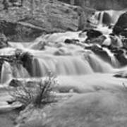 Red Rock Falls Base Black And White Poster